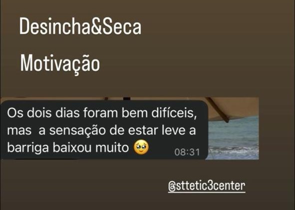 Relato de uma participante sobre a sensação de leveza durante o desafio